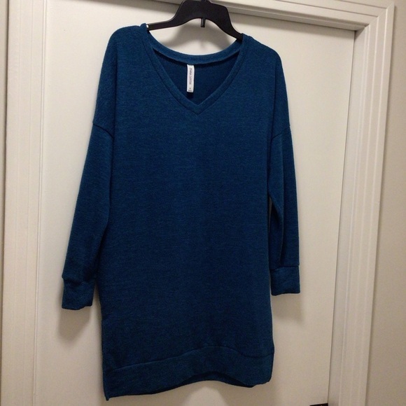 Womens Zenana Outfitters V Neck Long Sleeve top/dress with pockets - Picture 1 of 8